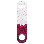roze bloemen die Faux Glitter Confetti Speed Flessenopener (Achterkant)