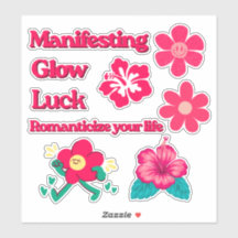Roze Bloemen die Geluk Manifesteren Stickers