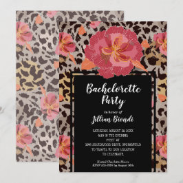 Roze Bloemen Dierenprint Bachelorette Party Kaart