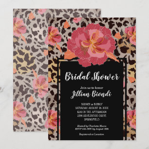 Roze Bloemen Dierenprint Vrijgezellenfeest Kaart