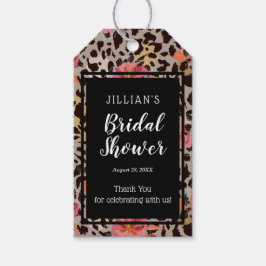 Roze Bloemen Dierprint Bruiloftsshower Bedanktkaar Cadeaulabel