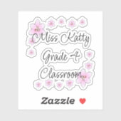 Roze Bloemen Docent Sticker (Vel)