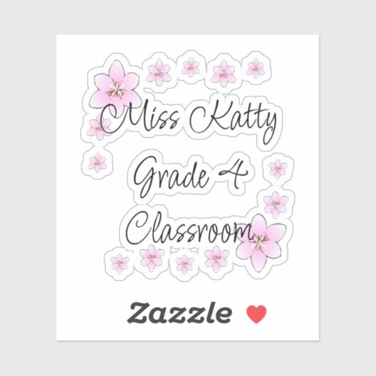 Roze Bloemen Docent Sticker (Vel)