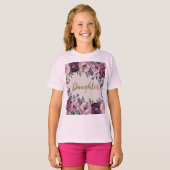 Roze bloemen dochter T-shirt (Voorkant volledig)