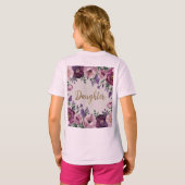 Roze bloemen dochter T-shirt (Achterkant volledig)