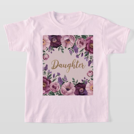 Roze bloemen dochter T-shirt (Laagn)