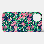 Roze bloemen, donkerblauwe achtergrond Case-Mate iPhone case (Achterkant (horizontaal))