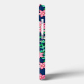 Roze bloemen, donkerblauwe achtergrond Case-Mate iPhone case (Achterkant / Links)