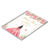 Roze Bloemen Donkere Huid Prinses Gastenboek Notitieboek (Linkerzijde)