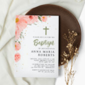 Roze Bloemen Doop Kaart