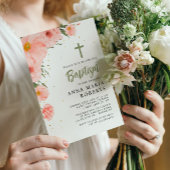 Roze Bloemen Doop Kaart