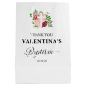 Roze Bloemen Doop Meisje Medium Cadeauzakje (Achterkant)