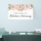 Roze Bloemen Doop Welkom Banner Sjabloon (Beurs)