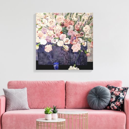 Roze bloemen door Mackintosh Canvas Afdruk (Insitu (Woonkamer))