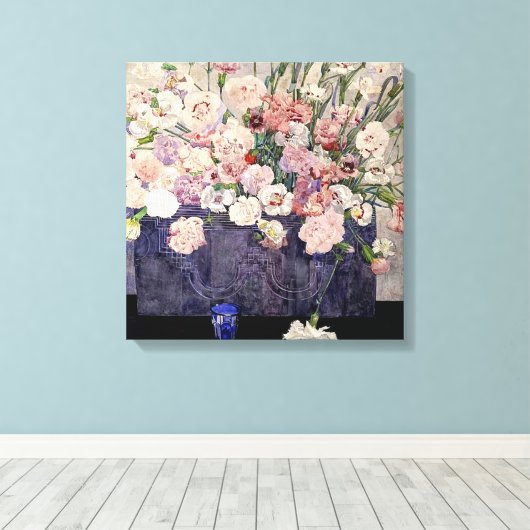 Roze bloemen door Mackintosh Canvas Afdruk (Insitu (Houten vloer))
