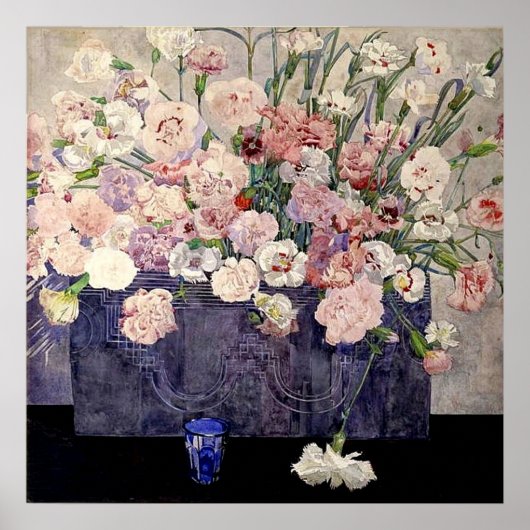 Roze bloemen door Mackintosh Poster (Voorkant)