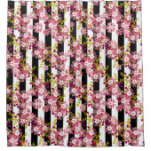 Roze bloemen douchegordijn (Voorkant)