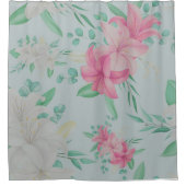  roze bloemen douchegordijn (Voorkant)