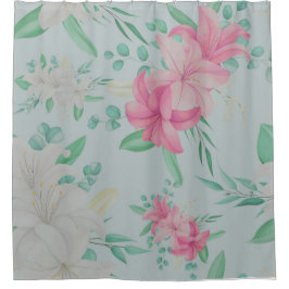  roze bloemen douchegordijn