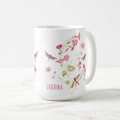 Roze Bloemen Dragonfly Gepersonaliseerde Mok (Voorkant rechts)