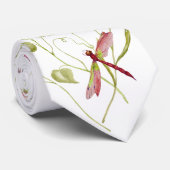 Roze Bloemen Dragonfly Stropdas (Opgerold)