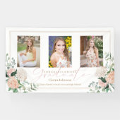 Roze Bloemen Drie foto's Kalligrafie Afstuderen Spandoek (Horizontaal)