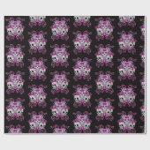 Roze bloemen driedubbele dag van de dode suikerrie cadeaupapier (Vlak)