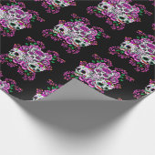 Roze bloemen driedubbele dag van de dode suikerrie cadeaupapier (Hoek)