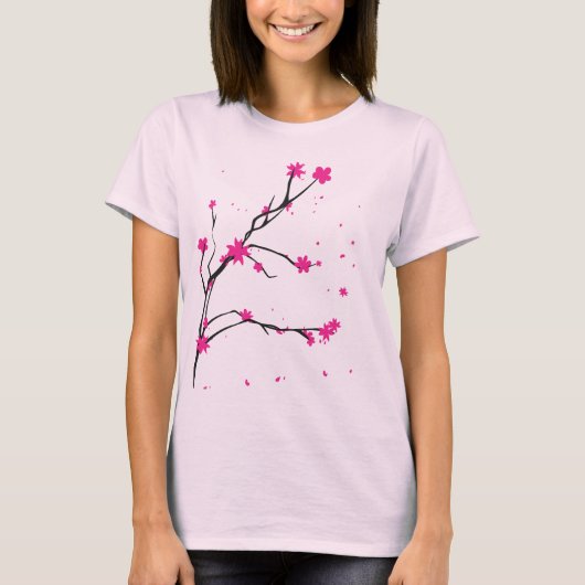 Roze bloemen drijven op de wind t-shirt (Voorkant)