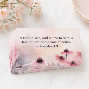 ROZE BLOEMEN Ecclesiastes 3:8 KJV Bijbelvers Visitekaartje