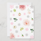 Roze Bloemen Een beetje Snowflake Baby shower Kaart (Achterkant)