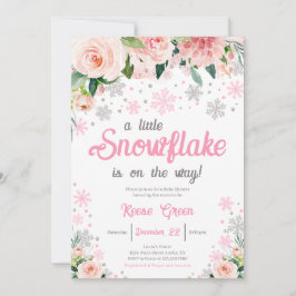 Roze Bloemen Een beetje Snowflake Baby shower Kaart