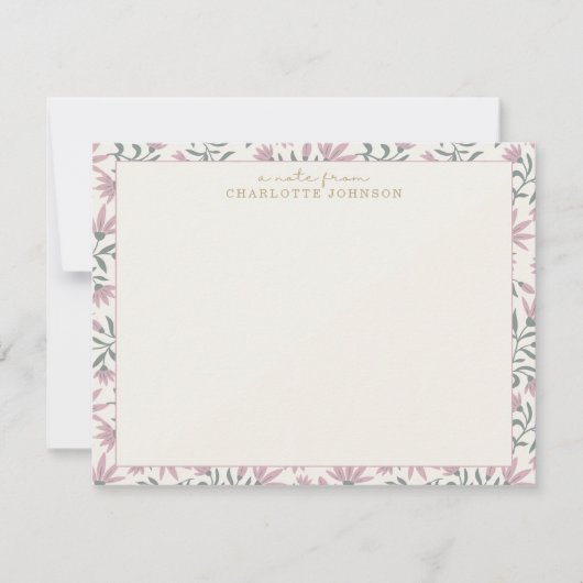 Roze bloemen | Een briefje van, platte briefkaart (Voorkant)