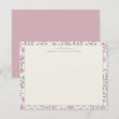 Roze bloemen | Een briefje van, platte briefkaart (Voorkant / Achterkant)