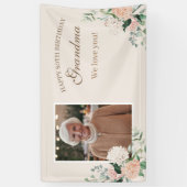 Roze Bloemen Een Foto 80ste Verjaardag Banner (Verticaal)