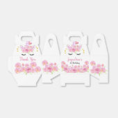 Roze Bloemen Eenhoorn Gouden Harten Verjaardag Bedankdoosjes (Uitgevouwen)