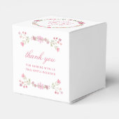 Roze Bloemen Eerste Communie Hart Bedankdoosjes (Achterkant)