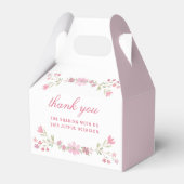 Roze bloemen eerste communie tafel bedankdoosjes (Achterkant)