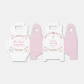 Roze bloemen eerste communie tafel bedankdoosjes (Uitgevouwen)