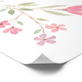 Roze bloemen eerste communie welkom poster (Hoek)