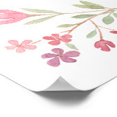 Roze bloemen eerste communie welkom poster (Hoek)