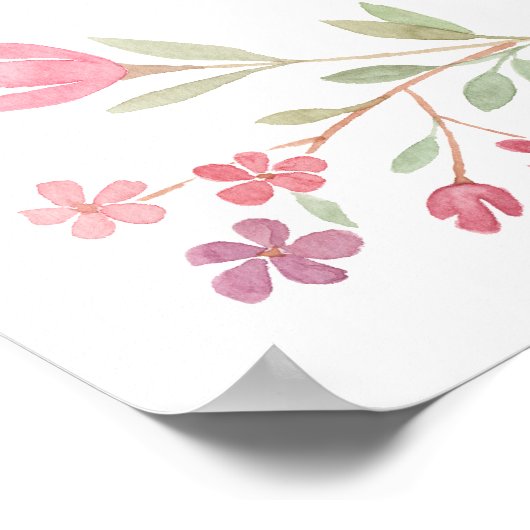 Roze bloemen eerste communie welkom poster (Hoek)