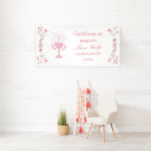 Roze bloemen eerste communie welkom spandoek (Insitu)