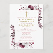 Roze Bloemen Eerste Heilige Communie Bewaar de dat Briefkaart (Voorkant)