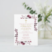 Roze Bloemen Eerste Heilige Communie Bewaar de dat Briefkaart (Staand voorkant)