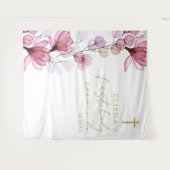 Roze Bloemen Eerste Heilige Communie Foto Achtergr Wandkleed (Voorkant (horizontaal))