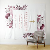 Roze Bloemen Eerste Heilige Communie Foto Achtergr Wandkleed (In Situ (horizontaal))