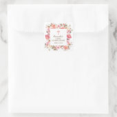 Roze Bloemen Eerste Heilige Communie Sticker (Tas)