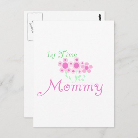 Roze bloemen, eerste keer mammie overhemden en cad briefkaart (Voorkant / Achterkant)