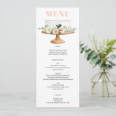 Roze Bloemen Eerste Verjaardagstaart Menu Kaart (Staand voorkant)
